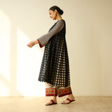 Pattern Play Fine Slub Cotton Kurta Set - Black