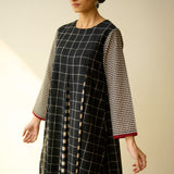 Pattern Play Fine Slub Cotton Kurta Set - Black