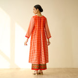 Pattern Play Fine Slub Cotton Kurta Set - Tangerine