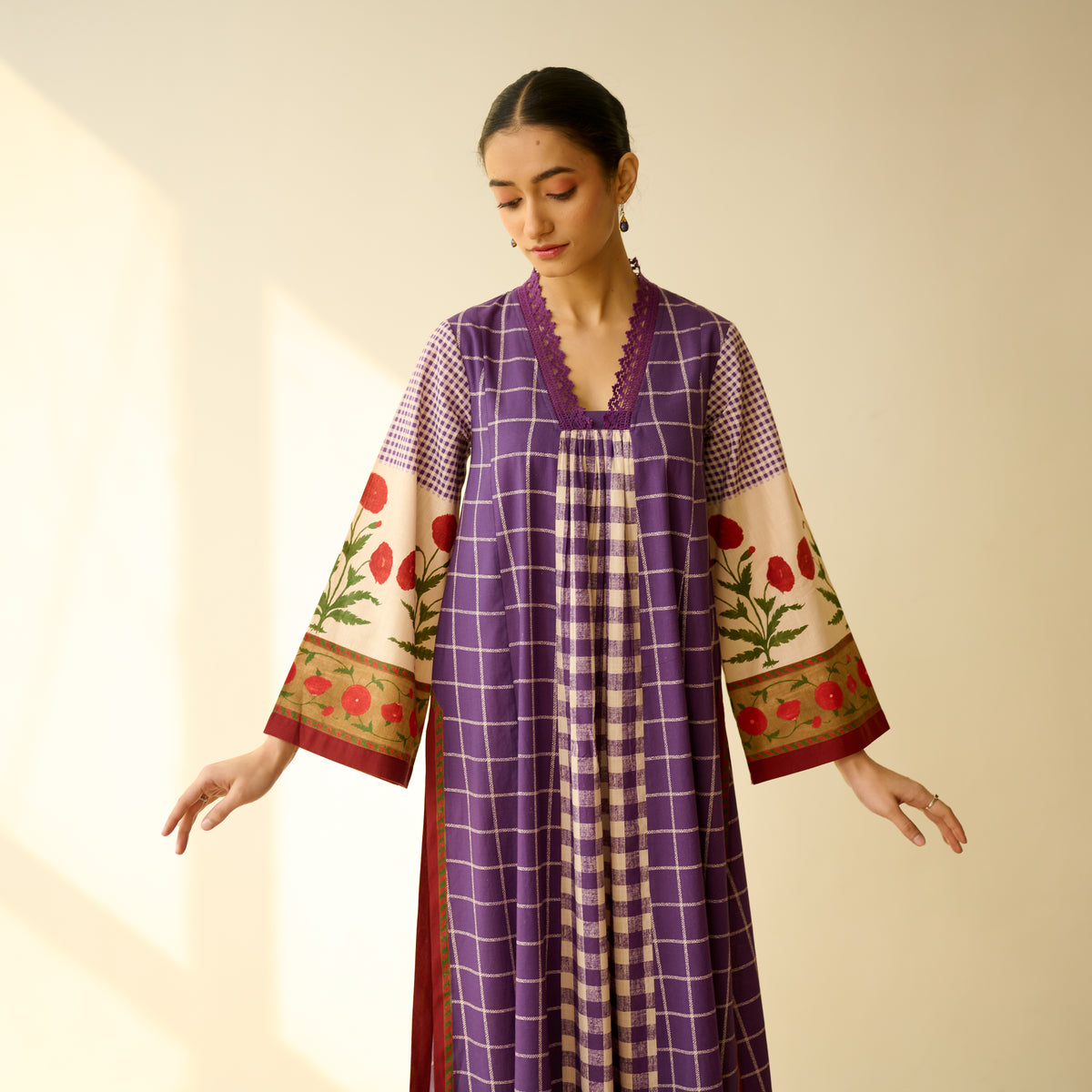 Sangria Fine Slub Cotton Kurta - Purple