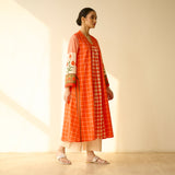 Sangria Fine Slub Cotton Kurta - Tangerine