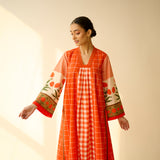 Sangria Fine Slub Cotton Kurta - Tangerine