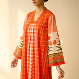 Sangria Fine Slub Cotton Kurta - Tangerine