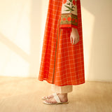 Sangria Fine Slub Cotton Kurta - Tangerine