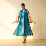 Sangria Fine Slub Cotton Kurta - Firozi