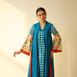 Sangria Fine Slub Cotton Kurta - Firozi
