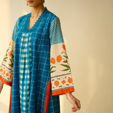 Sangria Fine Slub Cotton Kurta - Firozi