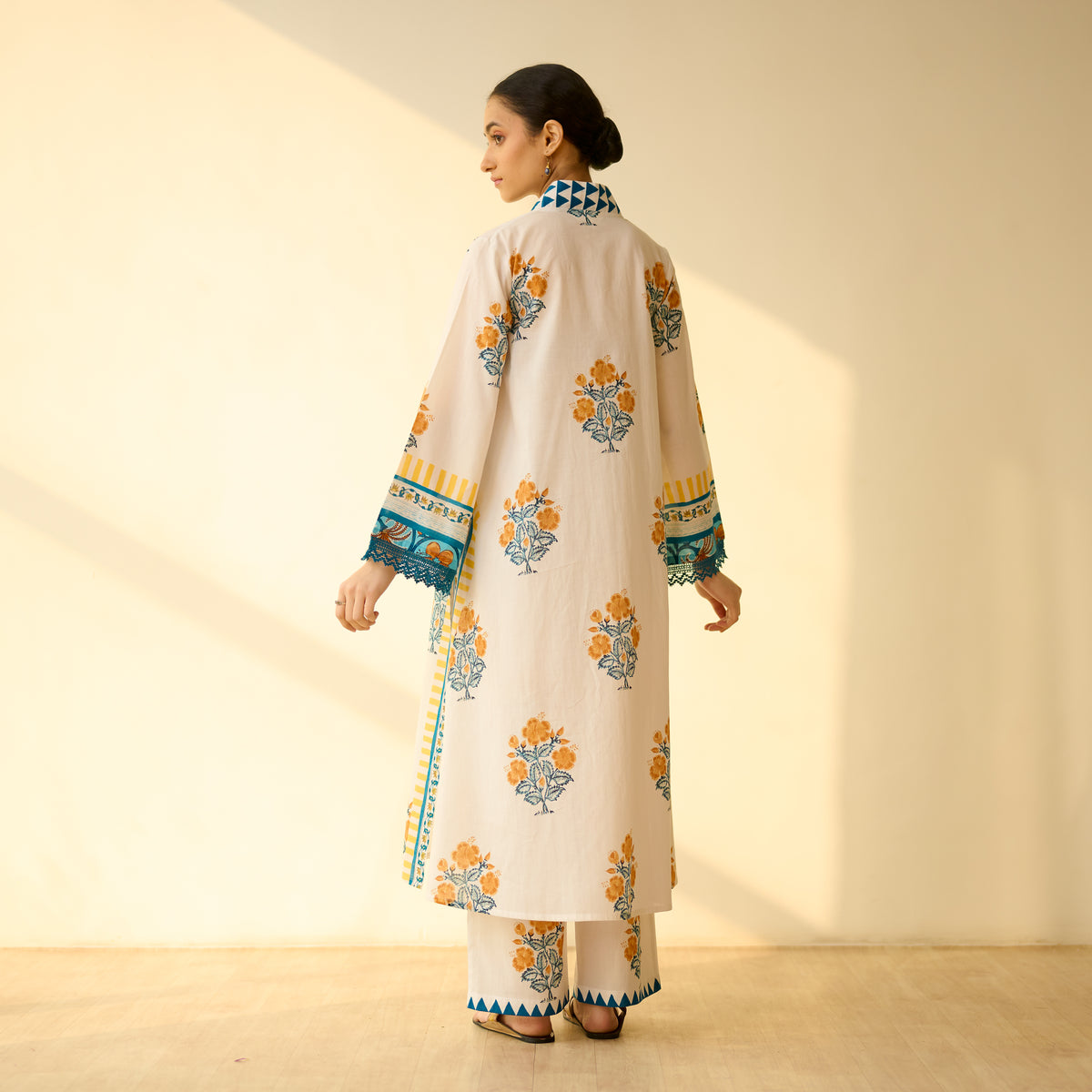 Bagh Bahaar Mulmul Cotton Kurta Set - Golden Yellow