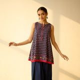 Phool Varsha Mulmul Cotton Farsi Set - Navy Blue
