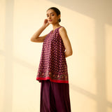 Phool Varsha Mulmul Cotton Farsi Set - Purple