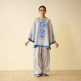 Smriti Bagh Mulmul Cotton Farsi Set - Jaipur Blue