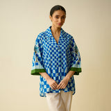 Palm Paradise Fine Slub Cotton Shirt - Blue