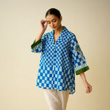 Palm Paradise Fine Slub Cotton Shirt - Blue