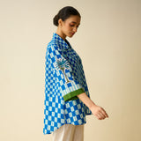 Palm Paradise Fine Slub Cotton Shirt - Blue