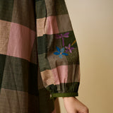 Garden Flora Fine Slub Cotton Kurta Set - Moss Green and Hues