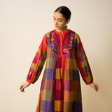 Garden Flora Fine Slub Cotton Kurta Set - Multicolour