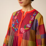 Garden Flora Fine Slub Cotton Kurta Set - Multicolour