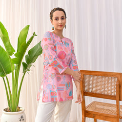 Baby Pink Owl Printed Tunic