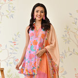 Lilac Dhoti Set with Multicolored Dupatta & Gota Detail