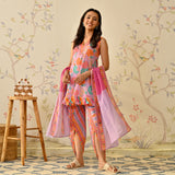 Lilac Dhoti Set with Multicolored Dupatta & Gota Detail