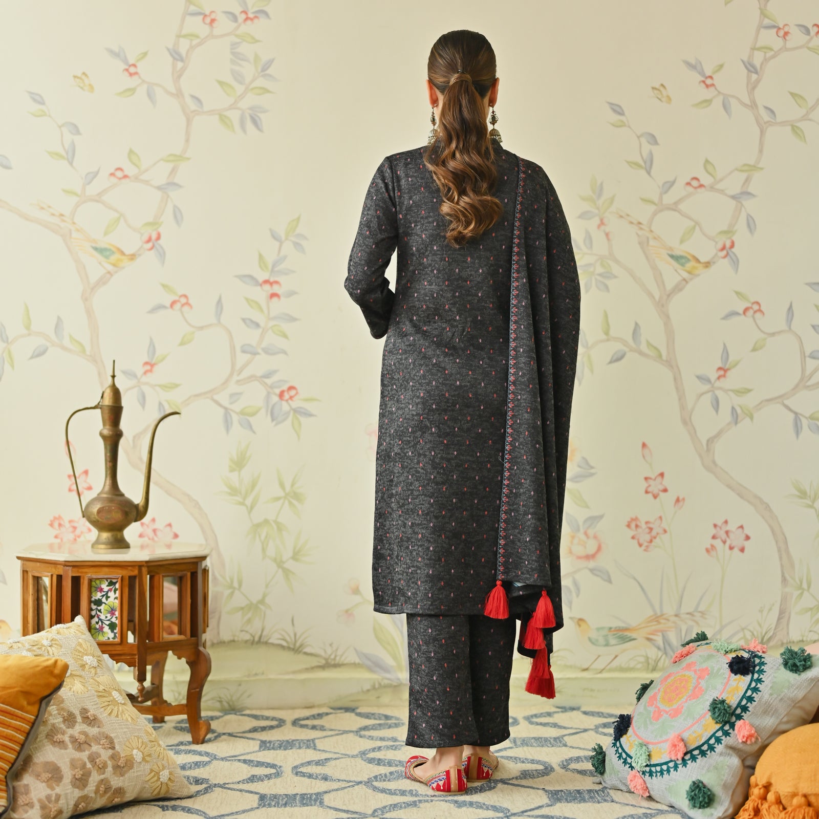 Black embroidered Short Kurta