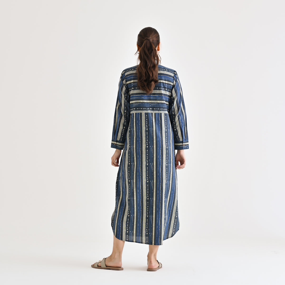 Indigo Sanganeri Printed Cotton Kurta Dress