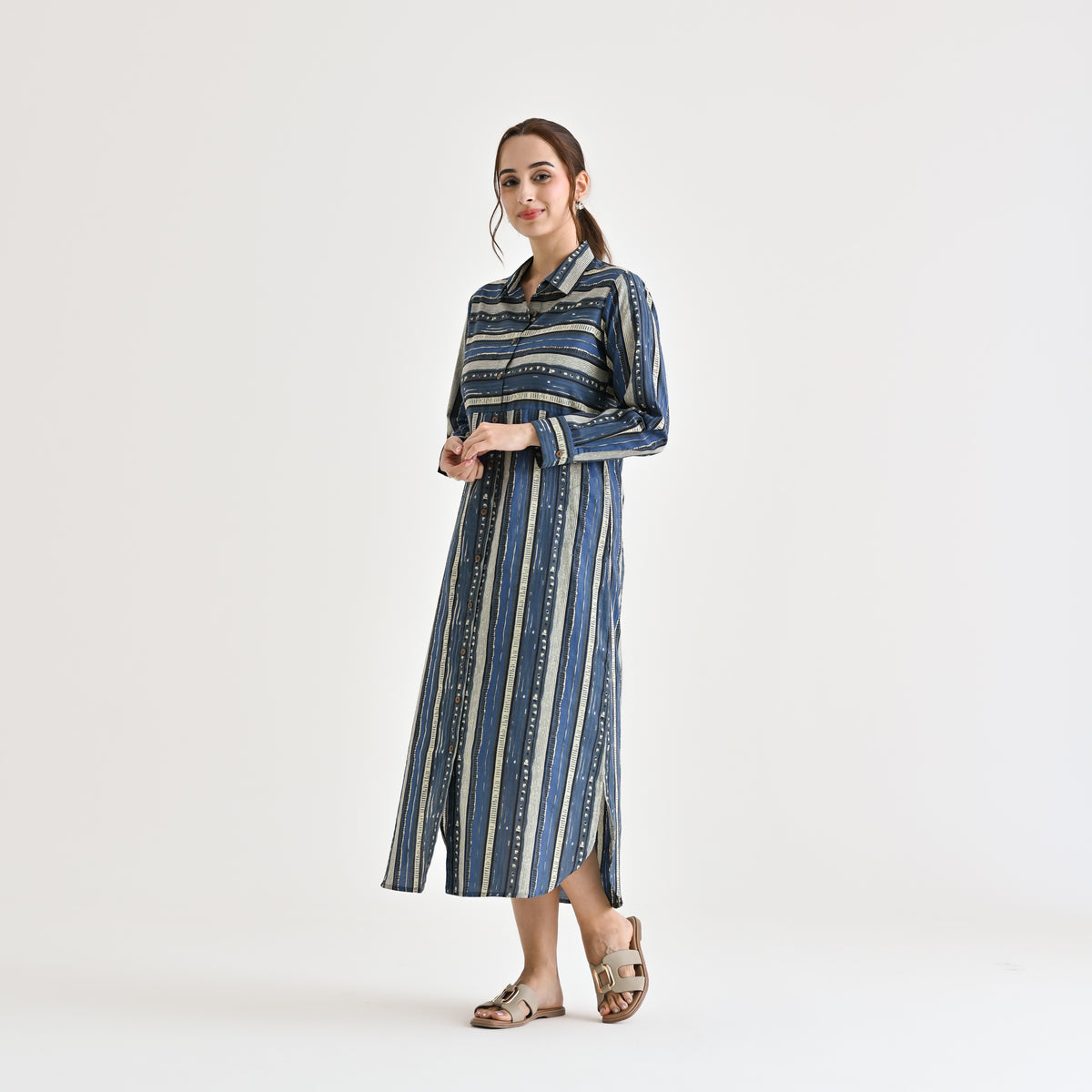 Indigo Sanganeri Printed Cotton Kurta Dress