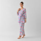 Sky Blue Leaf Angrakha Cotton Co-ord Set