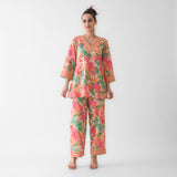 Peach Tropical Cotton Co-ord Set