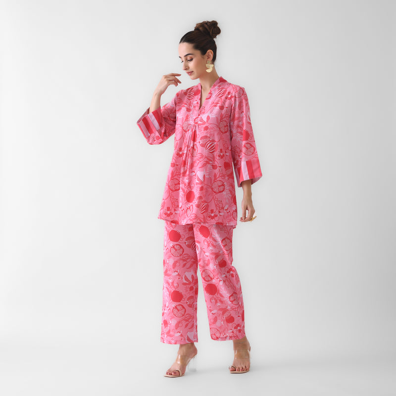 Peach Anaar Cotton Co-ord Set