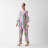 Sky Blue Tropical Cotton Co-ord Set