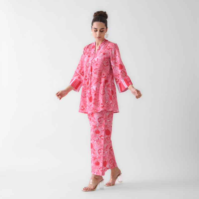 Peach Anaar Cotton Co-ord Set