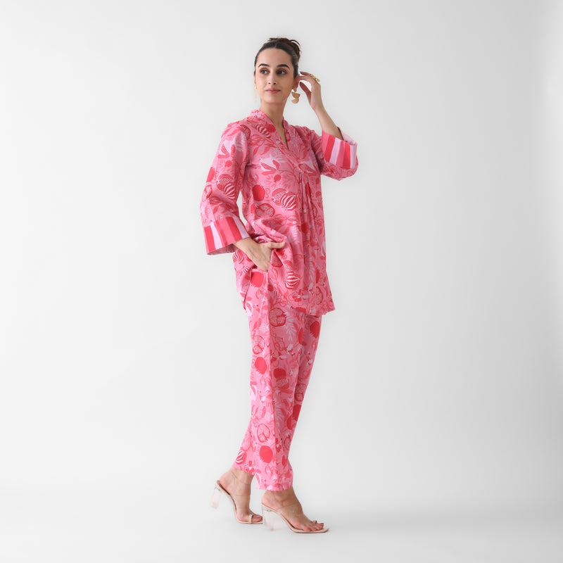 Peach Anaar Cotton Co-ord Set