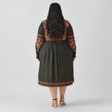 Emerald Green Printed V Neck Dress - SOM
