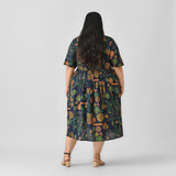 Indigo Abstract Print Flared Dress - SOM