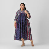 Indigo Bandhani V Neck Gathered Dress - SOM