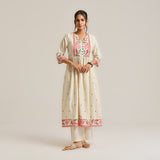 Off White Linen Cotton Jamdani Inspired Kurta Set