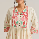 Off White Linen Cotton Jamdani Inspired Kurta Set
