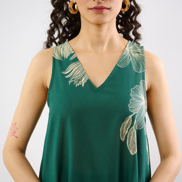 Rosa A-line Cotton Co-ord Set - Emerald Green
