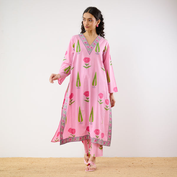 Begum’s Bagh Printed Co-ord Set - Baby Pink