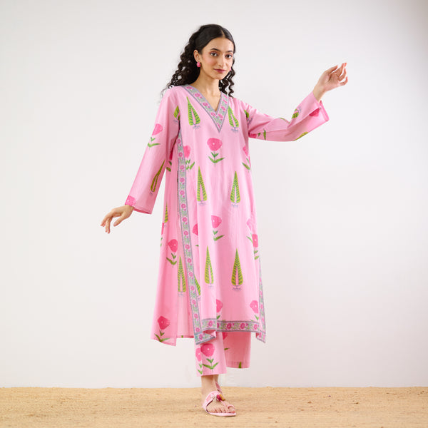 Begum’s Bagh Printed Co-ord Set - Baby Pink