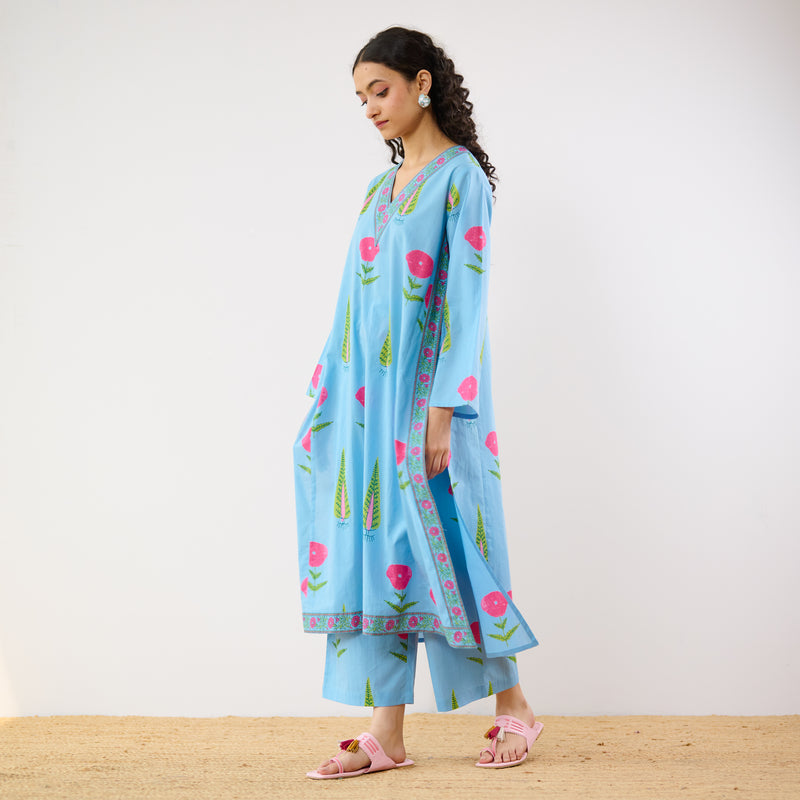 Begum’s Bagh Printed Co-ord Set - Sky Blue