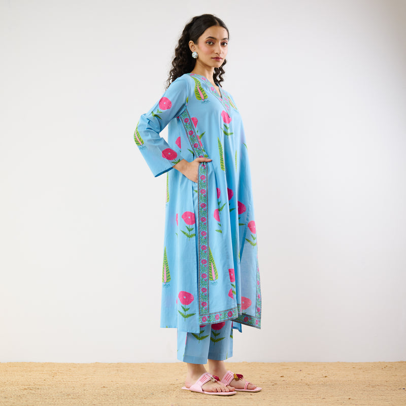 Begum’s Bagh Printed Co-ord Set - Sky Blue