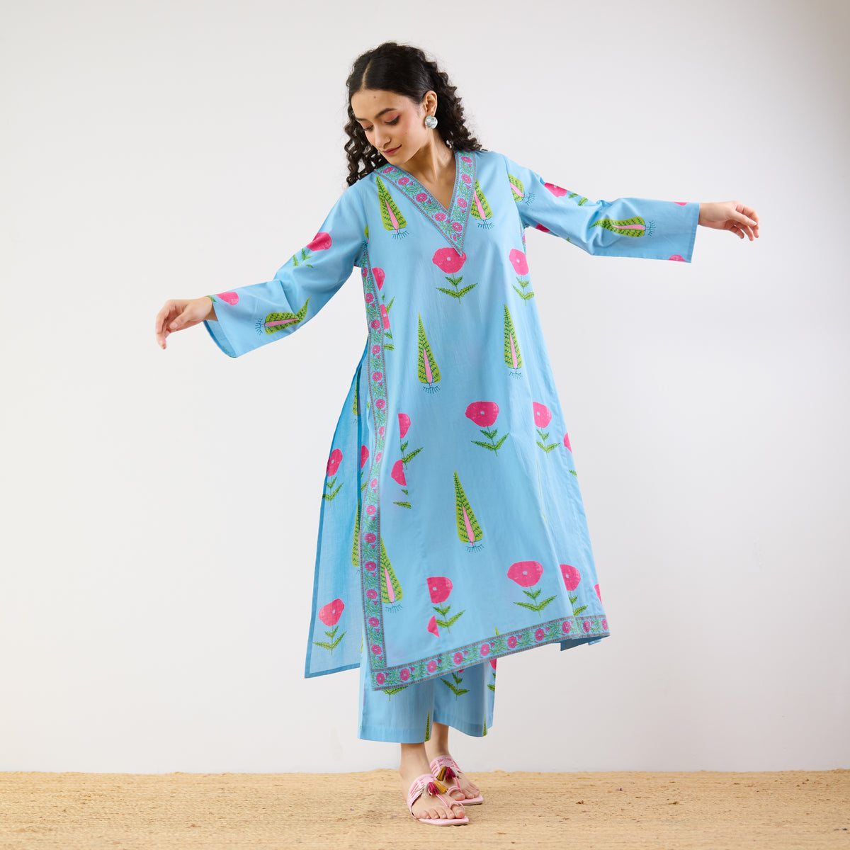 Begum's Bagh Printed Co-ord Set - Sky Blue