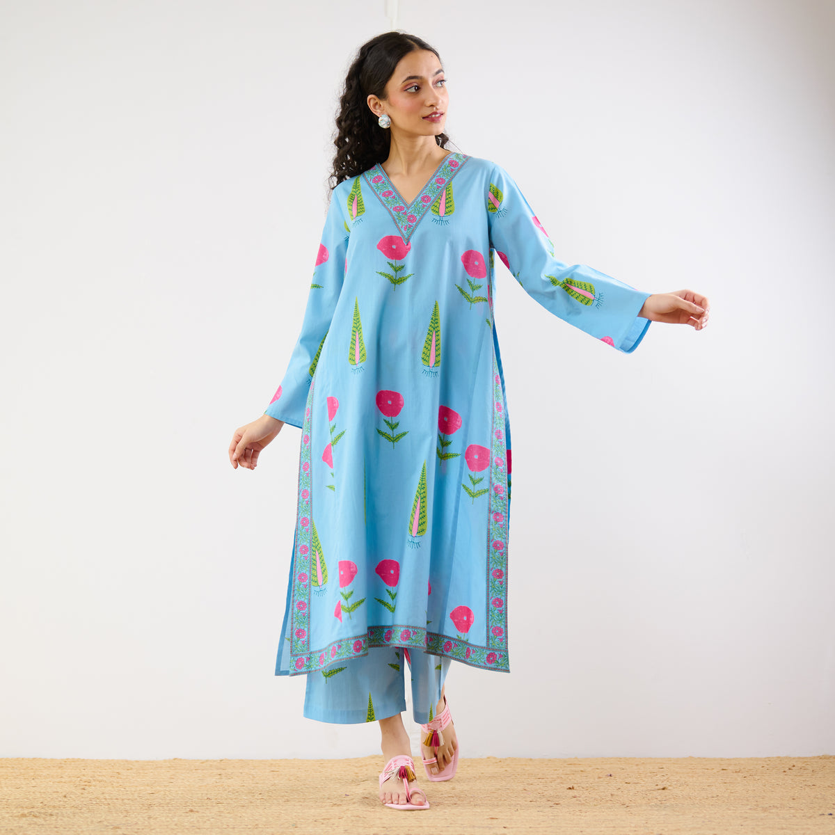 Begum's Bagh Printed Co-ord Set - Sky Blue