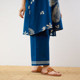 Plumeria Cotton Co-ord Set - Indigo