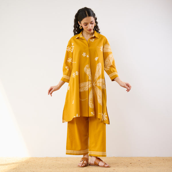 Plumeria Cotton Co-ord Set - Corn Yellow