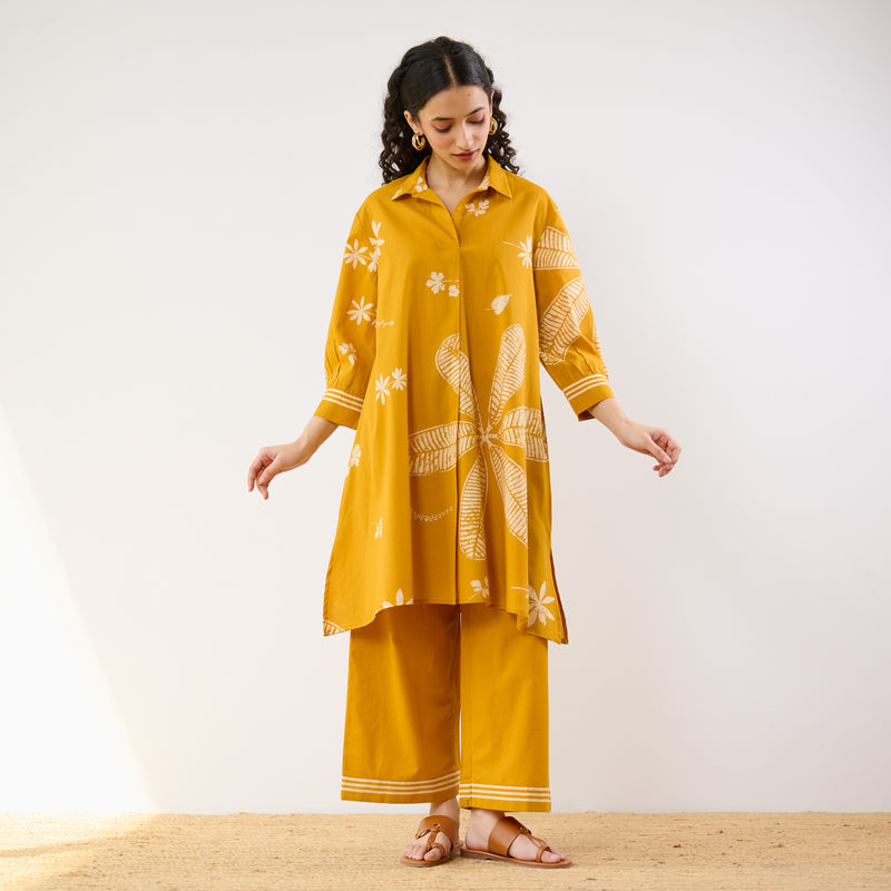 Plumeria Cotton Co-ord Set - Corn Yellow