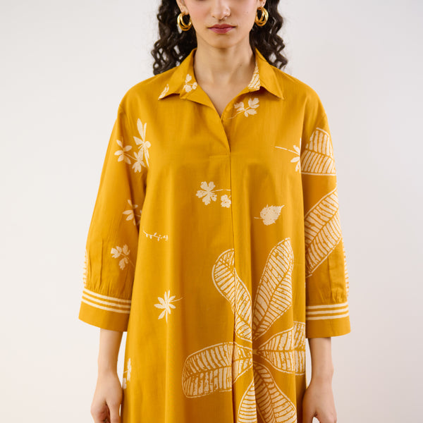Plumeria Cotton Co-ord Set - Corn Yellow
