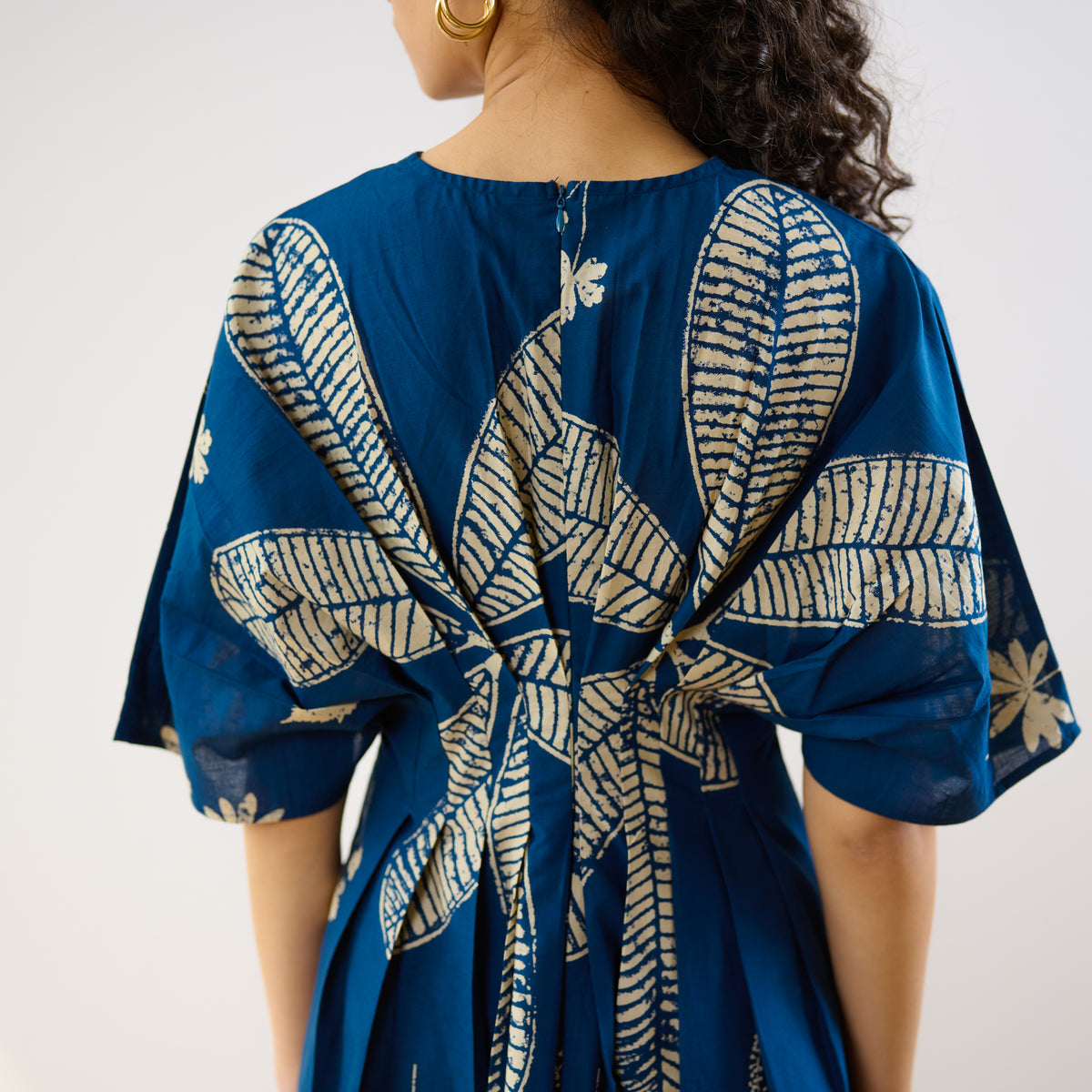 Periwinkle Pleated Cotton Maxi Dress - Indigo